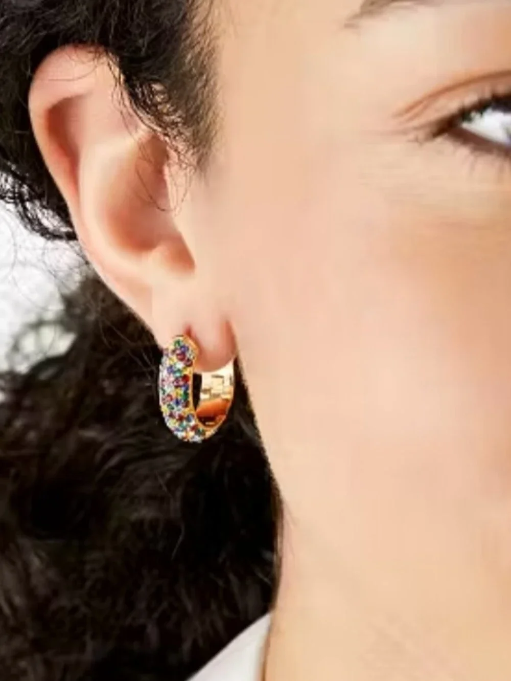 kate spade Candy Drops Pave Rainbow Huggie Earrings